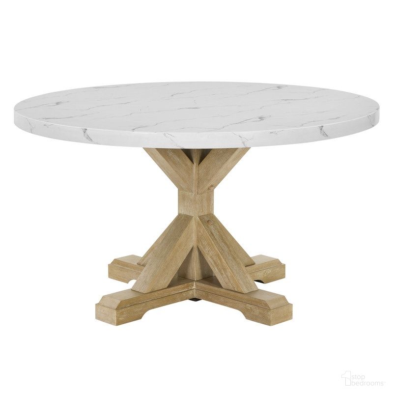 Charlotte Round Faux Marble Dining Table in Rustic Beige