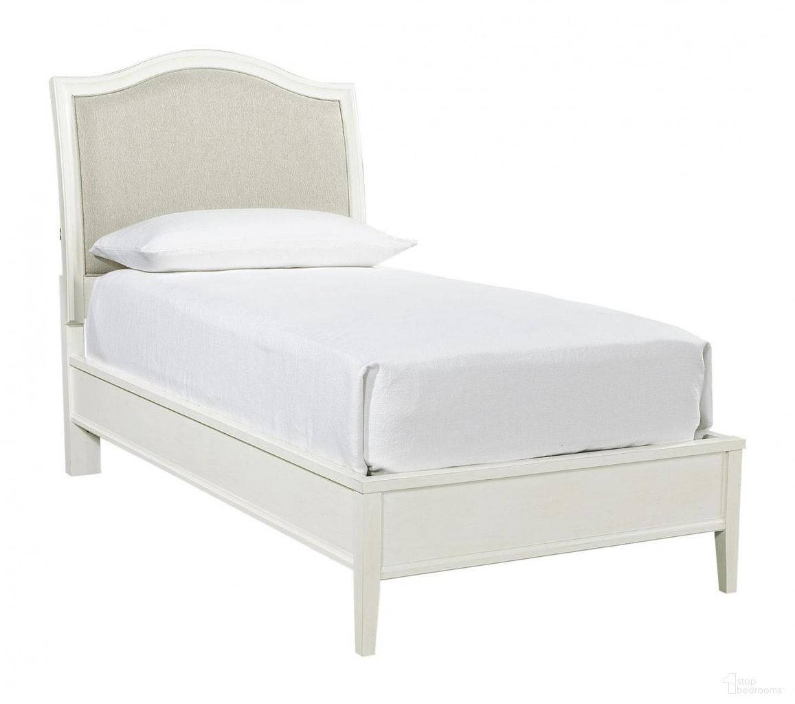 The appearance of Charlotte Twin Upholstered Bed In White designed by Aspenhome in the transitional interior design. This white piece of furniture  was selected by 1StopBedrooms from Charlotte Collection to add a touch of cosiness and style into your home. Sku: I218-522-WHT;I218-517-WHT;I218-503-WHT. Material: Wood. Bed Size: Twin. Bed Type: Upholstered Bed.
