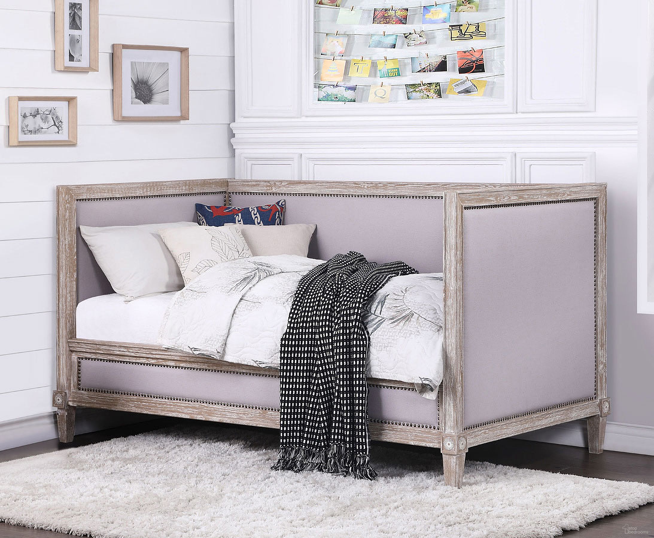 The appearance of Charlton Daybed (Weathered Oak) designed by ACME in the transitional interior design. This weathered oak piece of furniture was selected by 1StopBedrooms from Charlton Collection to add a touch of cosiness and style into your home. Sku: 39230ARM;39231HF. Bed Type: Daybed. Material: Wood.