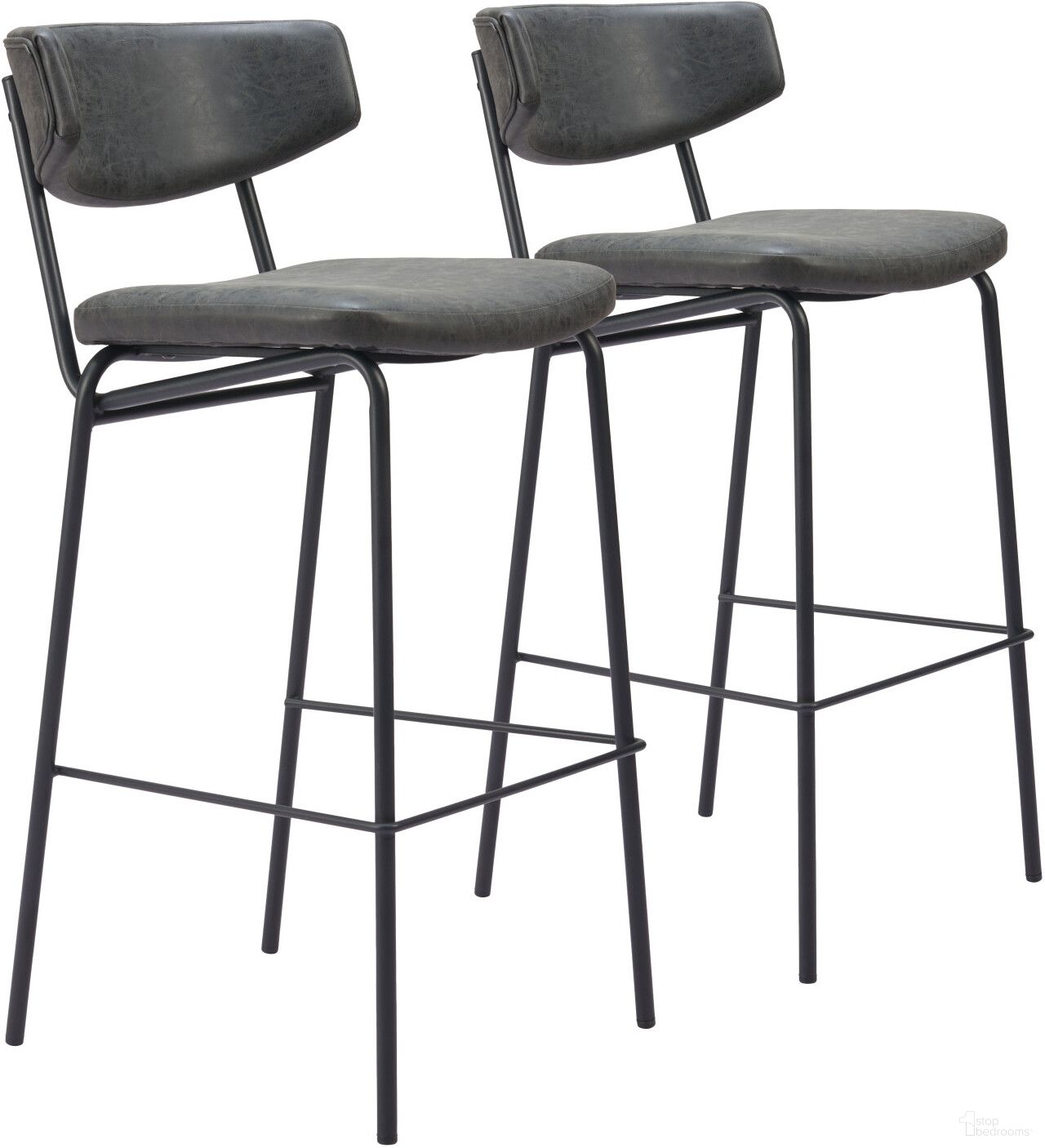 The appearance of Charon Barstool Set of 2 In Vintage Black designed by Zuo Modern in the modern / contemporary interior design. This vintage black piece of furniture was selected by 1StopBedrooms from Charon Collection to add a touch of cosiness and style into your home. Sku: 110261. Material: Steel.