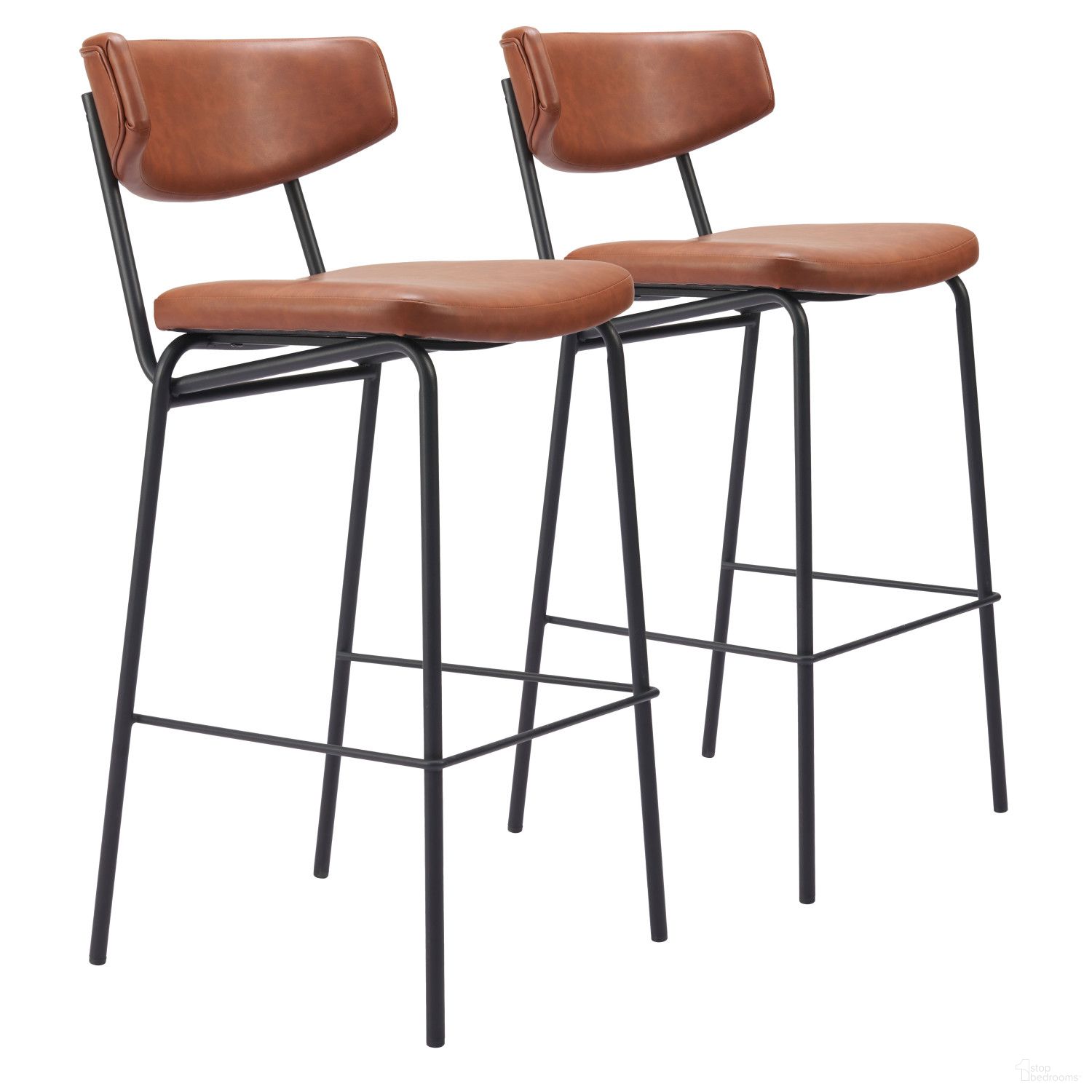 The appearance of Charon Barstool Set of 2 In Vintage Brown designed by Zuo Modern in the modern / contemporary interior design. This vintage brown piece of furniture was selected by 1StopBedrooms from Charon Collection to add a touch of cosiness and style into your home. Sku: 110260. Material: Steel.