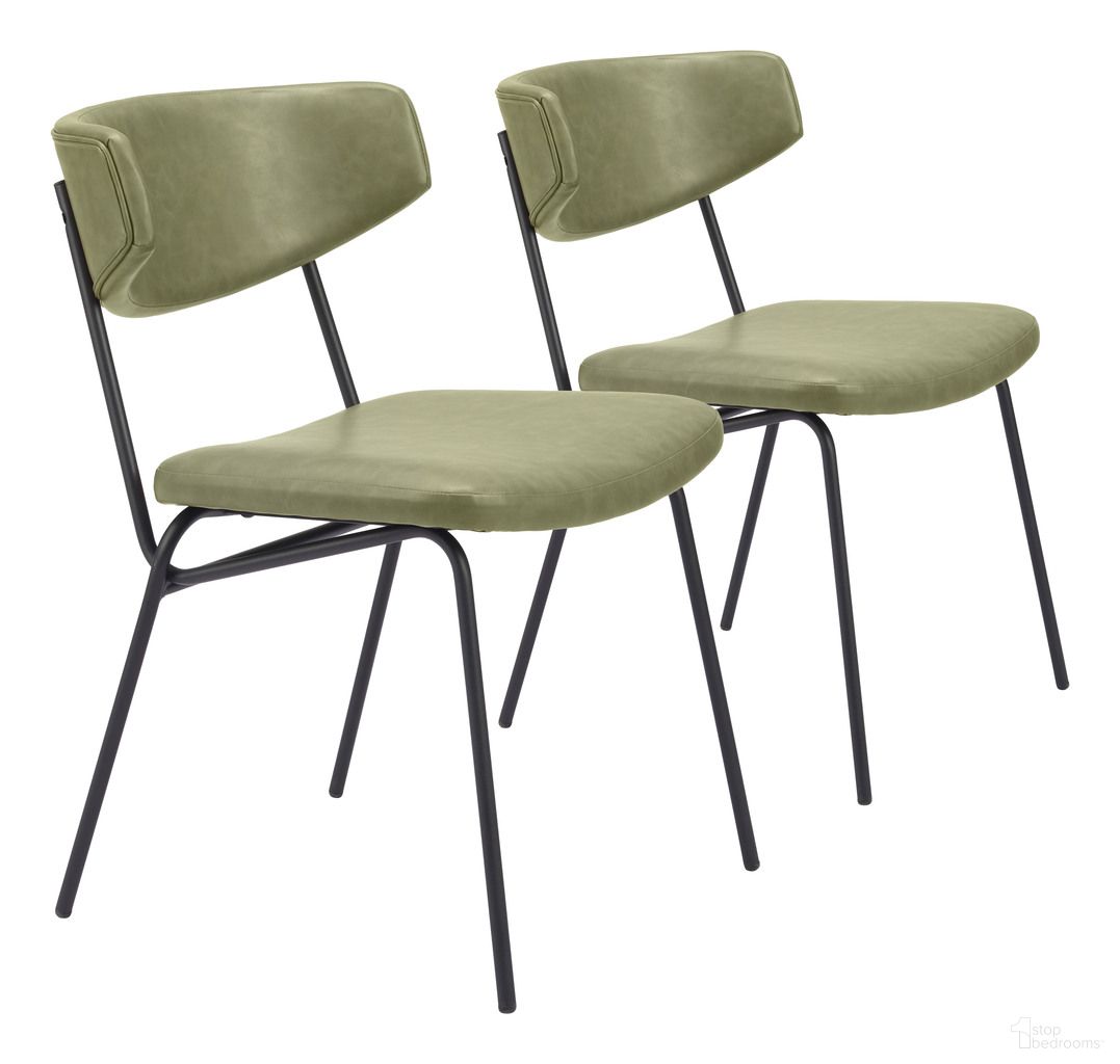 The appearance of Charon Dining Chair Set of 2 In Green designed by Zuo Modern in the modern / contemporary interior design. This green piece of furniture was selected by 1StopBedrooms from Charon Collection to add a touch of cosiness and style into your home. Sku: 111089. Material: Polyurethane. Chair Type: Side Chair.