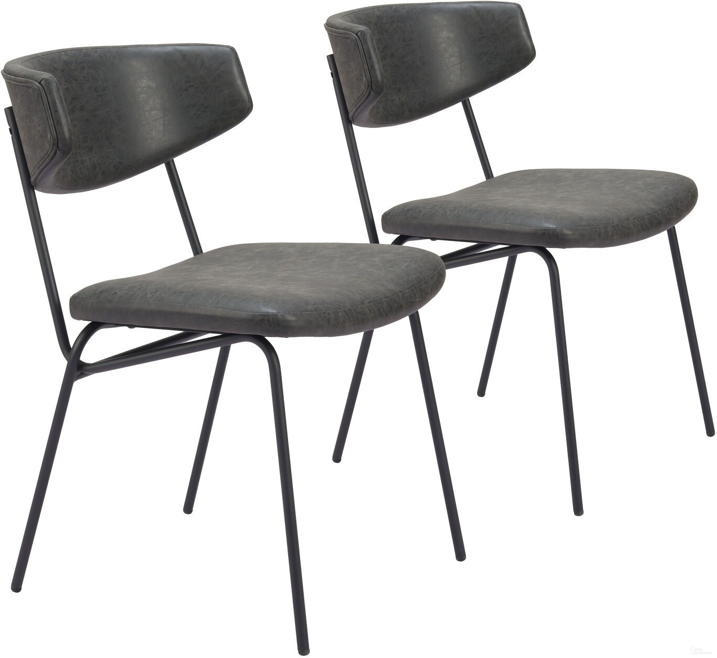 The appearance of Charon Dining Chair Set of 2 In Vintage Black designed by Zuo Modern in the modern / contemporary interior design. This vintage black piece of furniture was selected by 1StopBedrooms from Charon Collection to add a touch of cosiness and style into your home. Sku: 110259. Material: Steel. Chair Type: Side Chair.