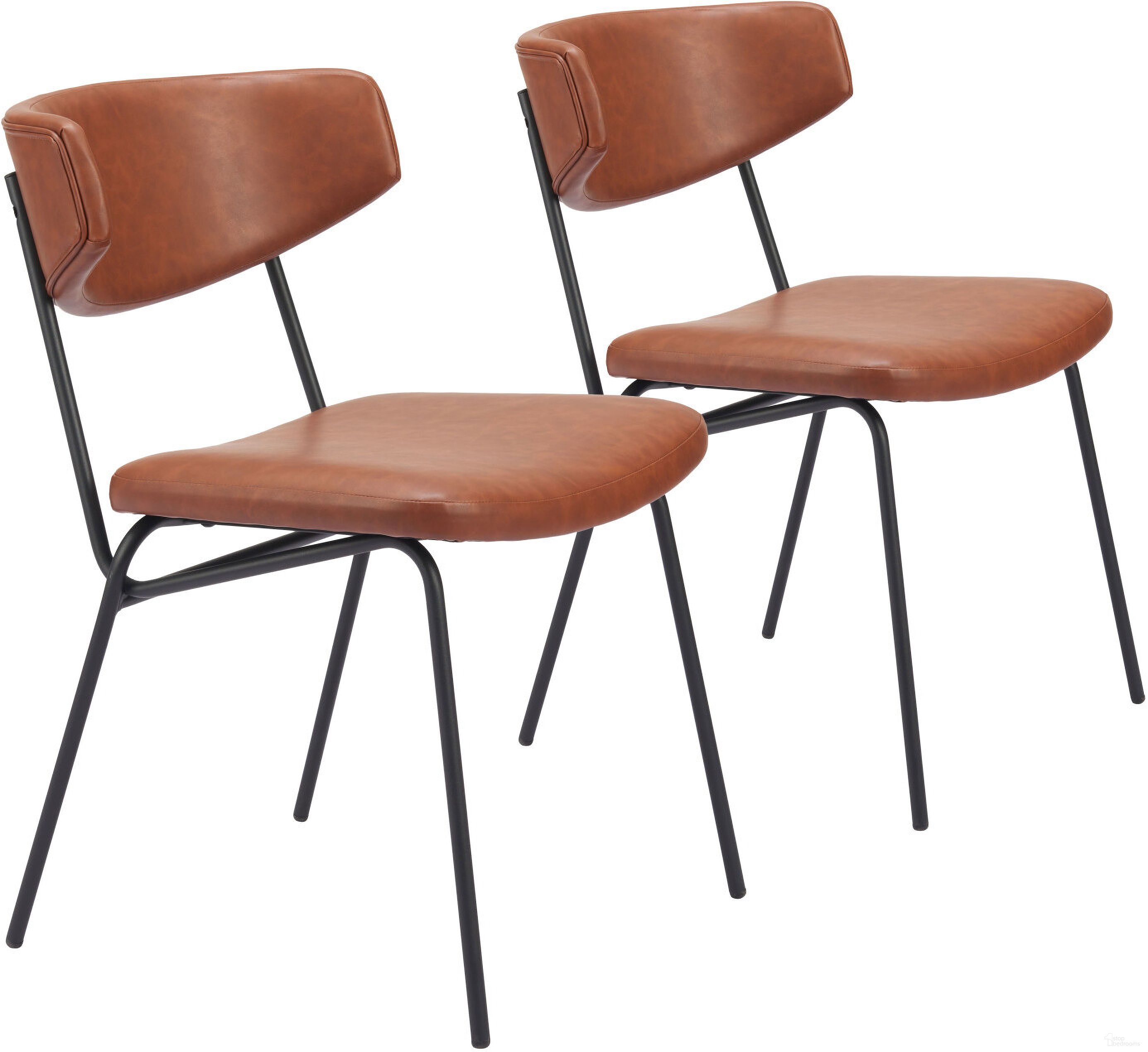 The appearance of Charon Dining Chair Set of 2 In Vintage Brown designed by Zuo Modern in the modern / contemporary interior design. This vintage brown piece of furniture was selected by 1StopBedrooms from Charon Collection to add a touch of cosiness and style into your home. Sku: 110258. Material: Steel. Chair Type: Side Chair.