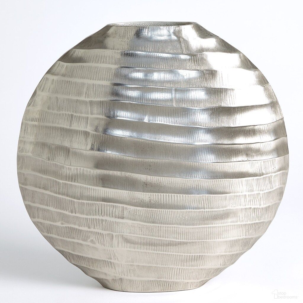 Chased Large Oval Vase In Antique Nickel