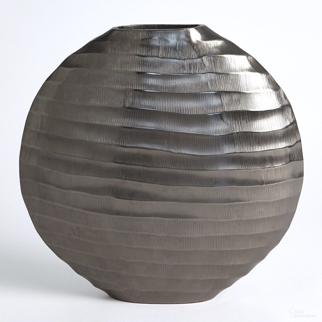 Chased Large Oval Vase In Black Nickel