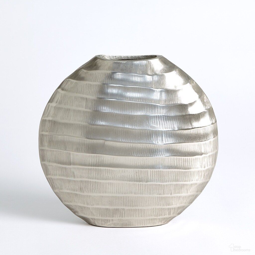 Chased Medium Oval Vase In Antique Nickel