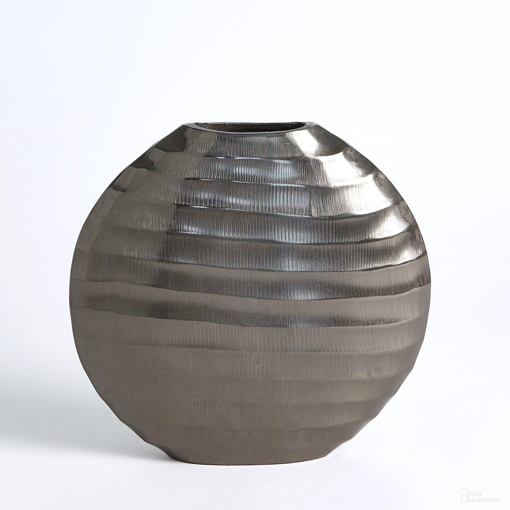Chased Medium Oval Vase In Black Nickel
