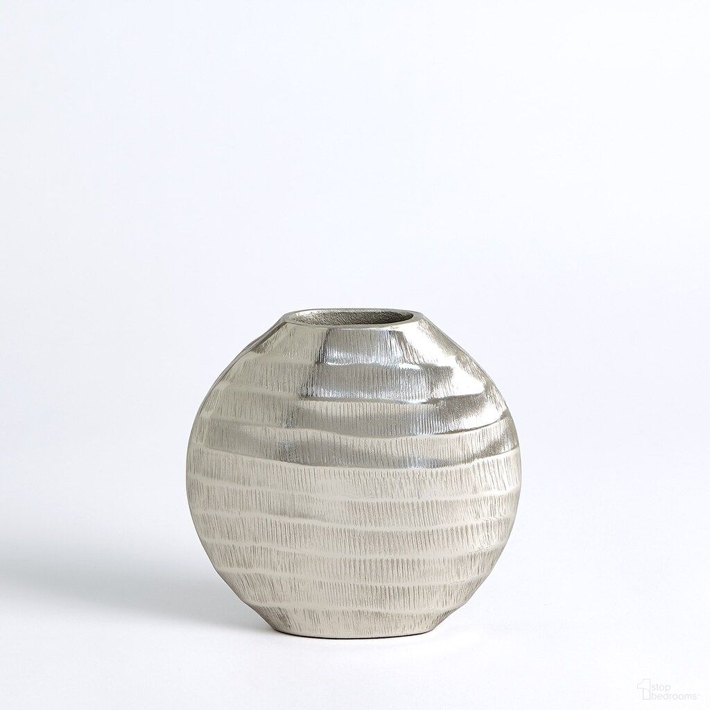 Chased Small Oval Vase In Antique Nickel