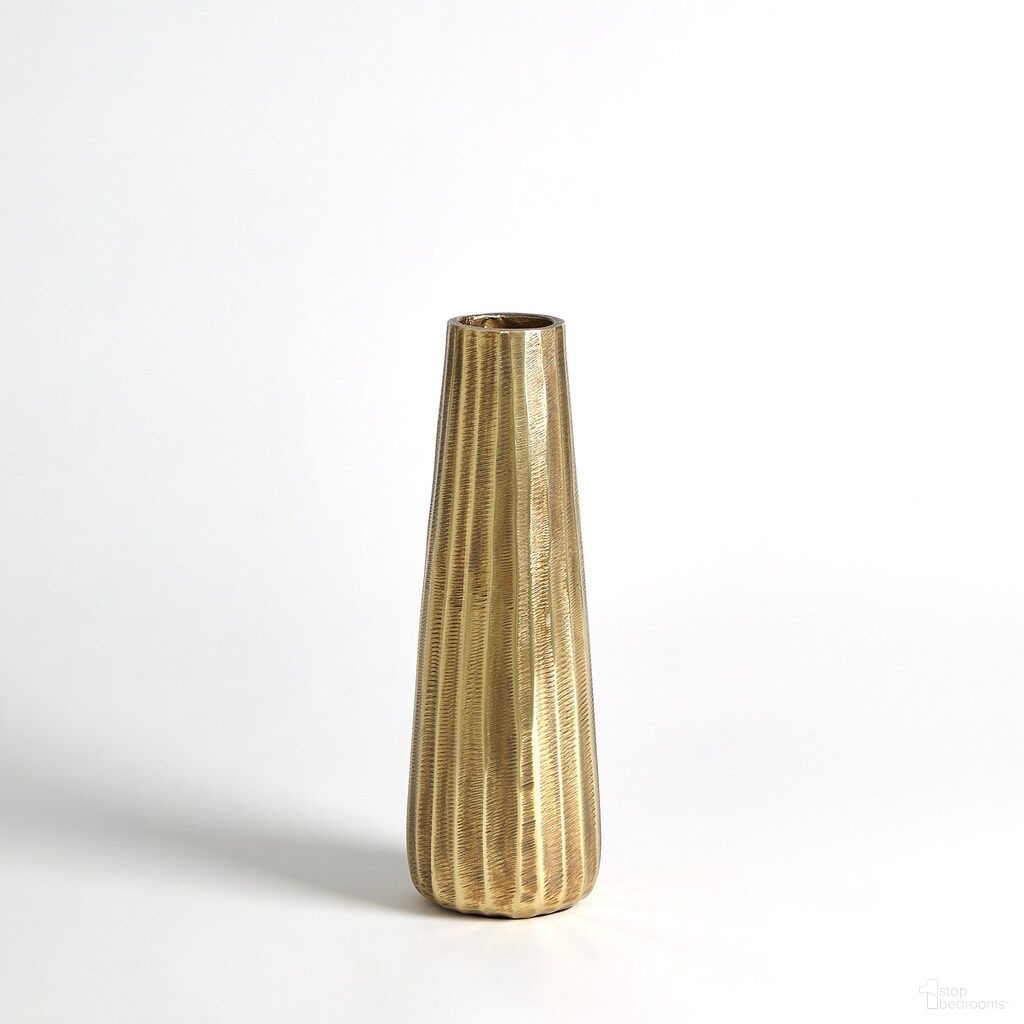Chased Small Round Vase In Antique Brass