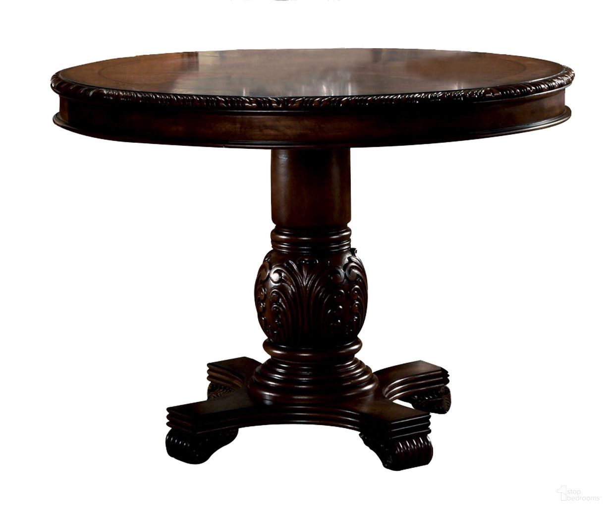 The appearance of Chateau De Ville Counter Height Table In Brown designed by ACME in the transitional interior design. This brown piece of furniture was selected by 1StopBedrooms from Chateau De Ville Collection to add a touch of cosiness and style into your home. Sku: 64082A-T;64083A-ST. Table Base Style: Pedestal. Table Top Shape: Oval. Material: Bentwood. Size: 46" x 41".