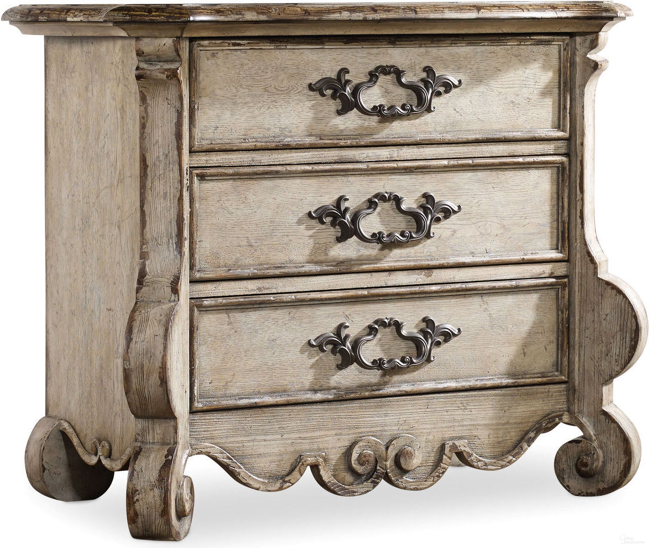 The appearance of Chatelet Light Wood Nightstand designed by Hooker in the traditional interior design. This light wood piece of furniture was selected by 1StopBedrooms from Chatelet Collection to add a touch of cosiness and style into your home. Sku: 5350-90017. Material: Veneer.