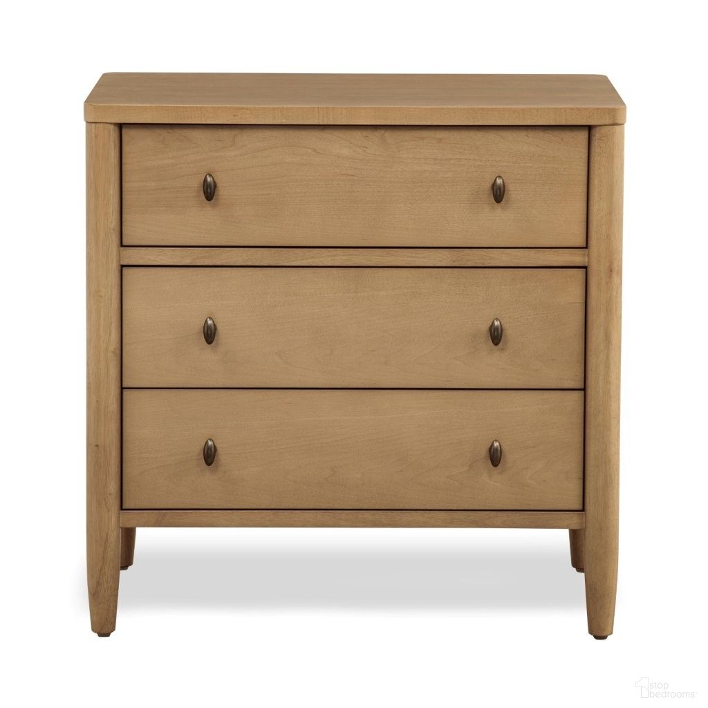 Chatham 3 Drawer Nightstand with Power Strip and USB Port In Warm Maple
