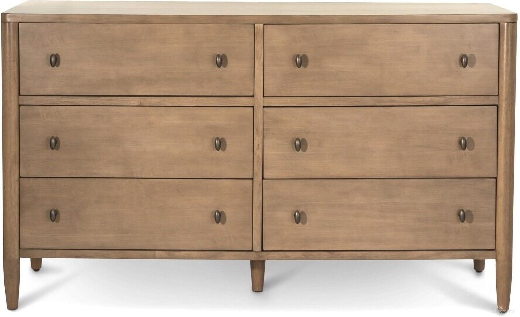 The appearance of Chatham 6 Drawer Dresser In Tan designed by Sea Winds Trading in the transitional interior design. This tan piece of furniture  was selected by 1StopBedrooms from Chatham Collection to add a touch of cosiness and style into your home. Sku: FL-B91136-MAPLE. Material: Wood.
