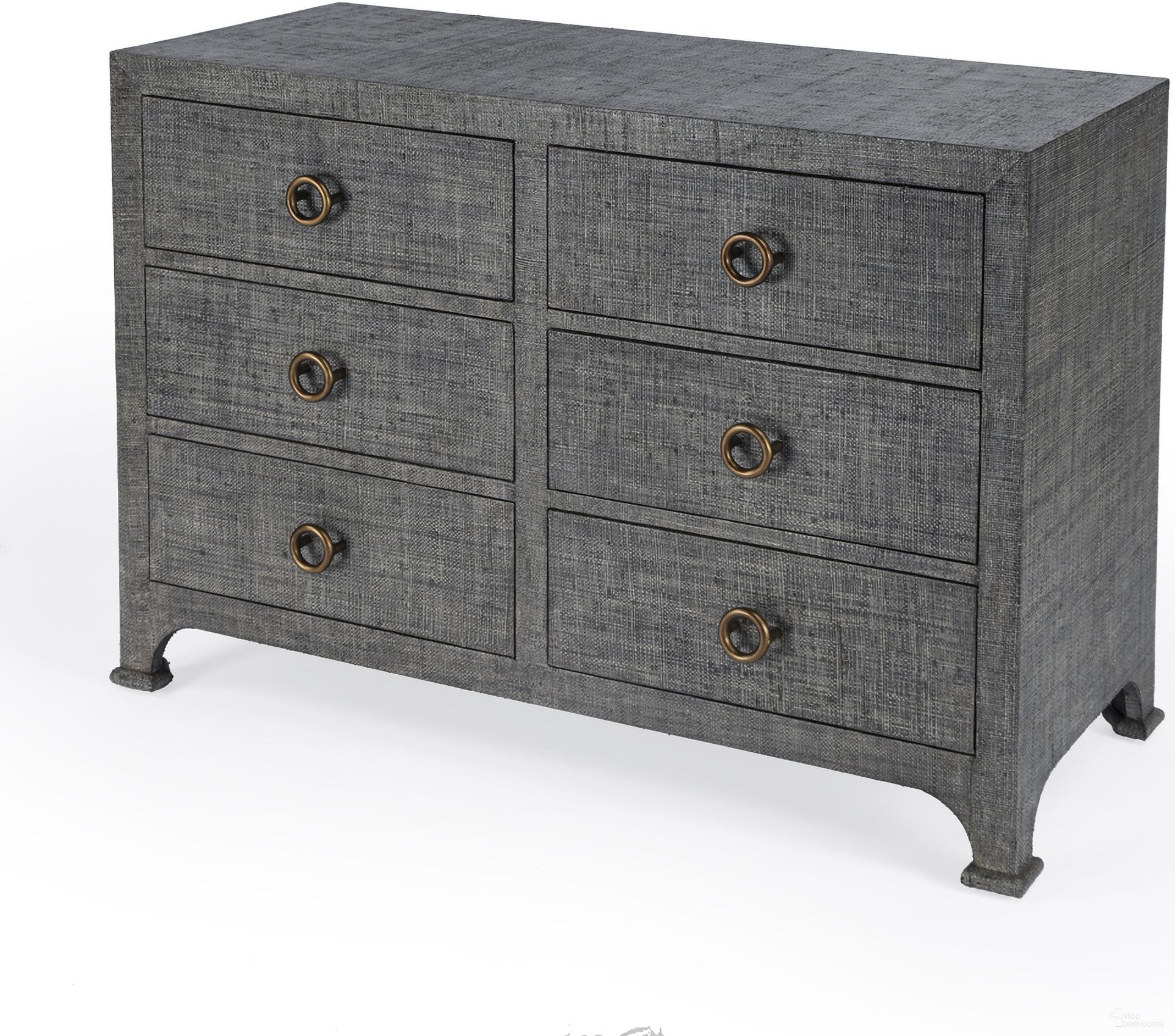 The appearance of Chatham Raffia 6 Drawer Dresser In Charcoal designed by Butler Specialty Company in the traditional interior design. This charcoal piece of furniture was selected by 1StopBedrooms from Chatham Collection to add a touch of cosiness and style into your home. Sku: 9149420. Material: Wood.