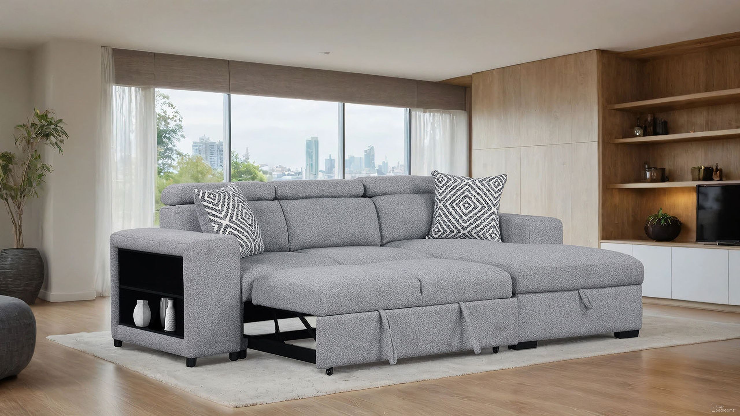 The appearance of Chatteris Right-Chaise Sectional In Gray designed by Furniture of America in the modern / contemporary interior design. This gray piece of furniture  was selected by 1StopBedrooms from Chatteris Collection to add a touch of cosiness and style into your home. Sku: FM64000GY-3;FM64000GY-RCE;FM64000GY-RLV. Material: Fabric.