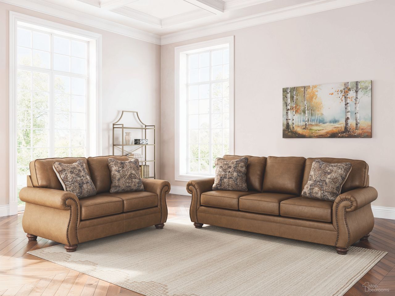 The appearance of Chatterton Living Room Set In Earth designed by Signature Design by Ashley in the traditional interior design. This earth piece of furniture was selected by 1StopBedrooms from Chatterton Collection to add a touch of cosiness and style into your home. Sku: NC5590238;NC5590235. Material: Faux Leather.