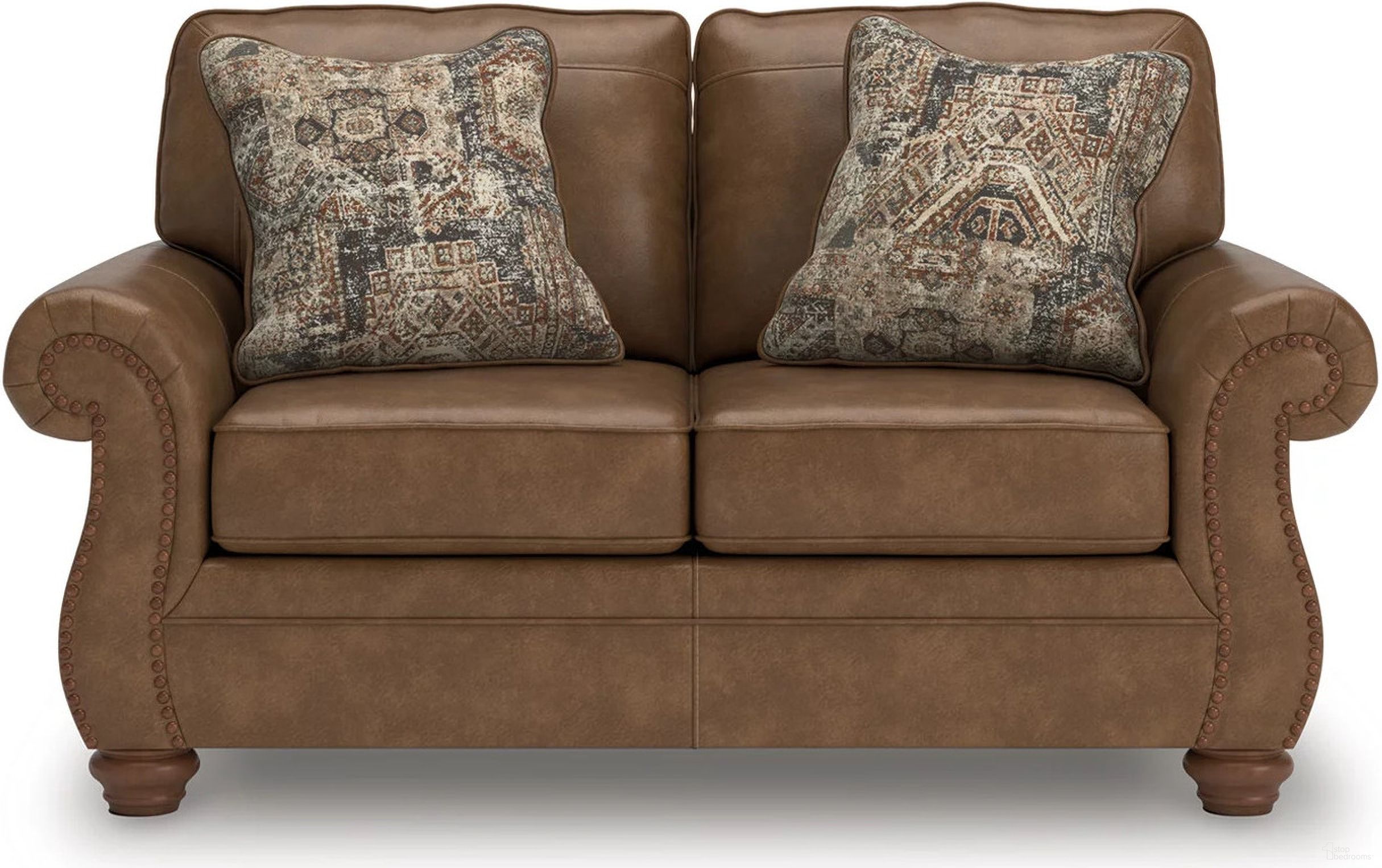 The appearance of Chatterton Loveseat In Earth designed by Signature Design by Ashley in the traditional interior design. This earth piece of furniture was selected by 1StopBedrooms from Chatterton Collection to add a touch of cosiness and style into your home. Sku: NC5590235. Material: Faux Leather.