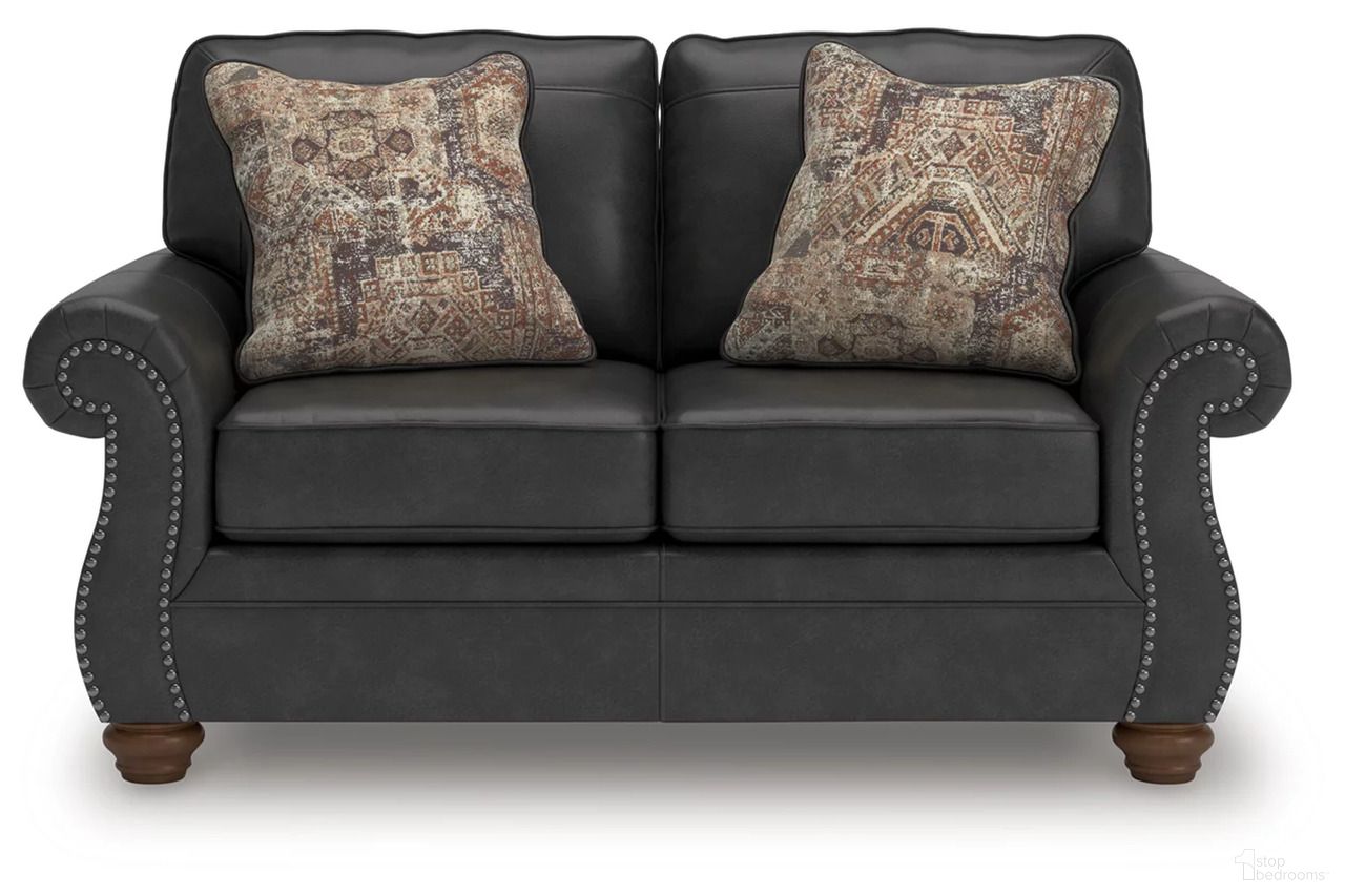 The appearance of Chatterton Loveseat In Granite designed by Signature Design by Ashley in the traditional interior design. This granite piece of furniture was selected by 1StopBedrooms from Chatterton Collection to add a touch of cosiness and style into your home. Sku: NC5590335. Material: Faux Leather.