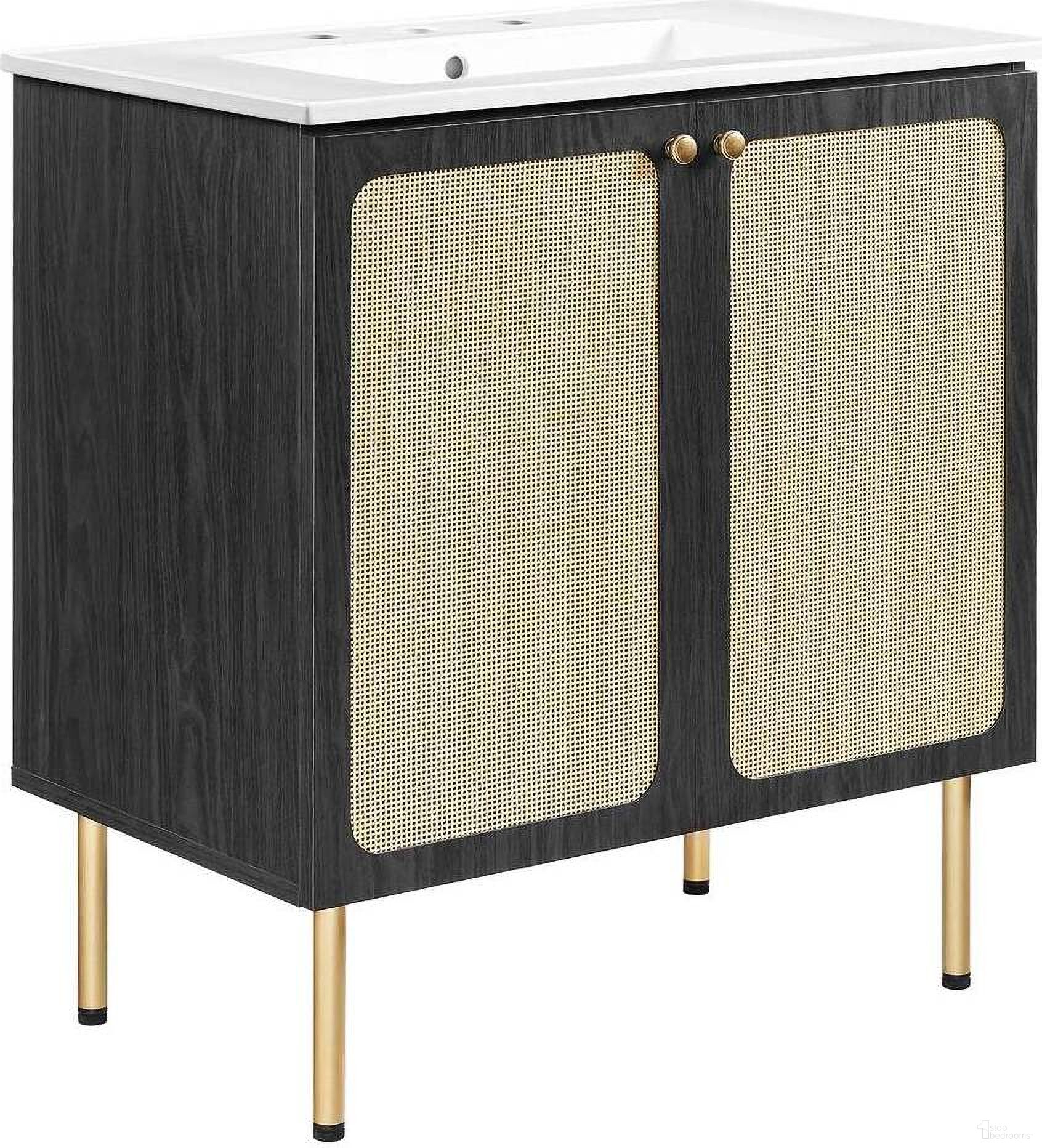 The appearance of Chaucer 30 Inch Bathroom Vanity In Black and White designed by Modway in the modern / contemporary interior design. This black and white piece of furniture  was selected by 1StopBedrooms from Chaucer Collection to add a touch of cosiness and style into your home. Sku: EEI-4837-WHI;EEI-6602-BLK. Material: Engineered Wood.