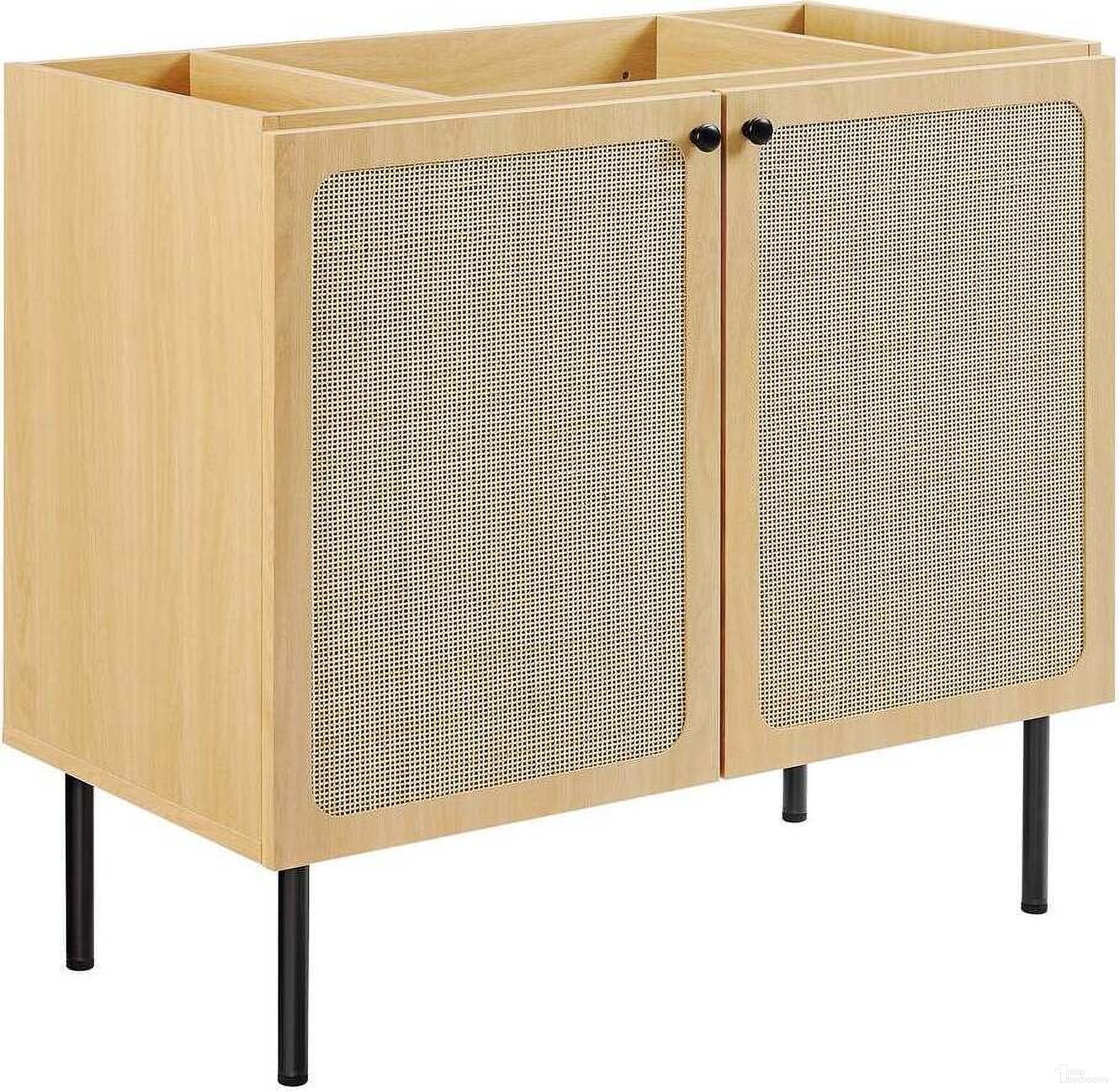 The appearance of Chaucer 36 Inch Bathroom Vanity Cabinet In Oak designed by Modway in the modern / contemporary interior design. This oak piece of furniture  was selected by 1StopBedrooms from Chaucer Collection to add a touch of cosiness and style into your home. Sku: EEI-6603-OAK. Material: MDF.