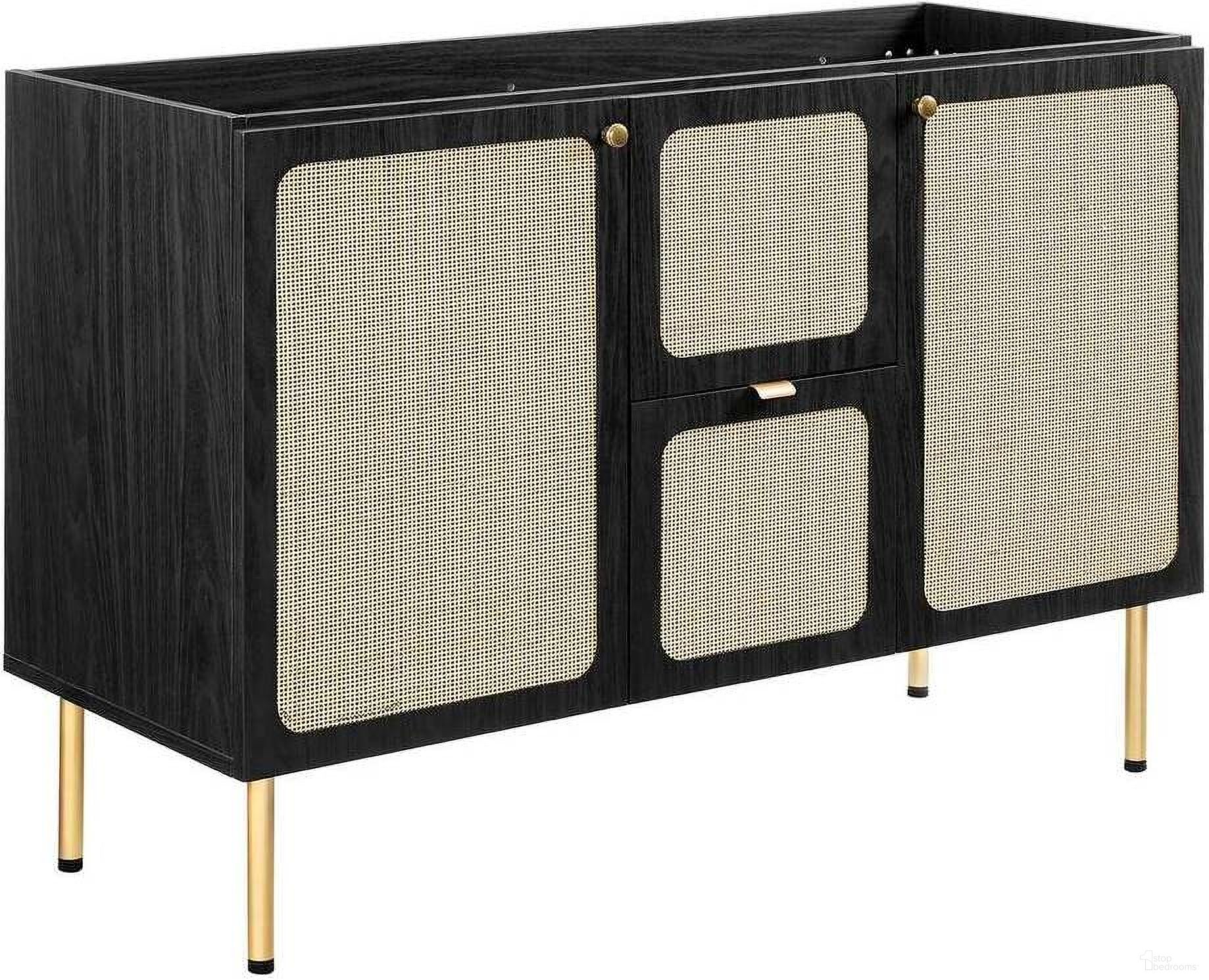 The appearance of Chaucer 48 Inch Bathroom Vanity Cabinet In Black designed by Modway in the modern / contemporary interior design. This black piece of furniture was selected by 1StopBedrooms from Chaucer Collection to add a touch of cosiness and style into your home. Sku: EEI-6604-BLK. Material: Engineered Wood.