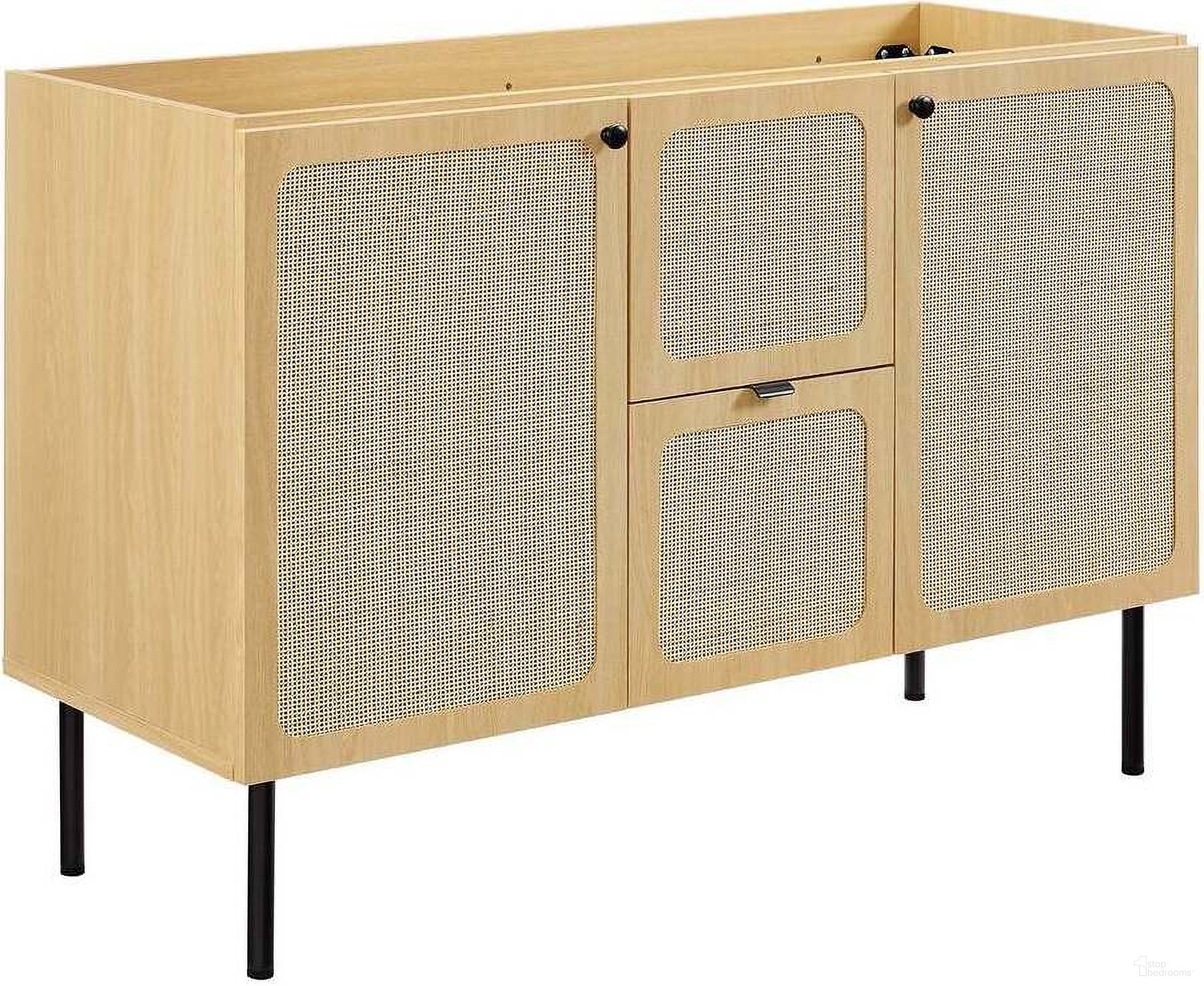 The appearance of Chaucer 48 Inch Bathroom Vanity Cabinet In Oak designed by Modway in the modern / contemporary interior design. This oak piece of furniture was selected by 1StopBedrooms from Chaucer Collection to add a touch of cosiness and style into your home. Sku: EEI-6604-OAK. Material: Engineered Wood.