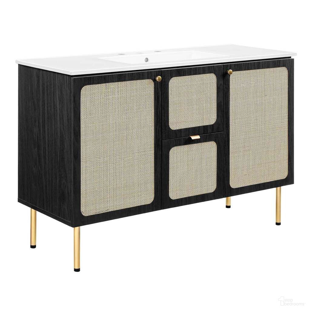 The appearance of Chaucer 48 Inch Single Sink Bathroom Vanity In Black and White designed by Modway in the modern / contemporary interior design. This black and white piece of furniture was selected by 1StopBedrooms from Chaucer Collection to add a touch of cosiness and style into your home. Sku: EEI-4375-WHI;EEI-6604-BLK. Material: Engineered Wood.