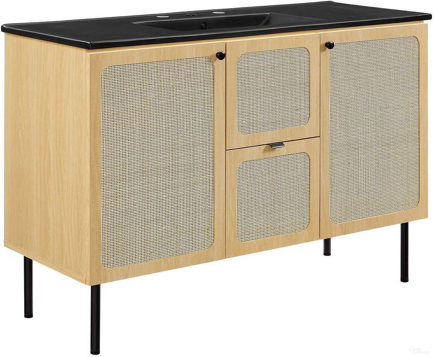 Chaucer 48 Inch Single Sink Bathroom Vanity In Oak and Black