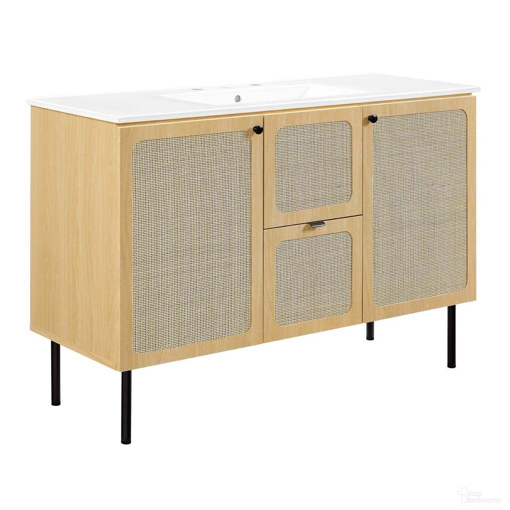 The appearance of Chaucer 48 Inch Single Sink Bathroom Vanity In Oak and White designed by Modway in the modern / contemporary interior design. This oak and white piece of furniture was selected by 1StopBedrooms from Chaucer Collection to add a touch of cosiness and style into your home. Sku: EEI-4375-WHI;EEI-6604-OAK. Material: Engineered Wood.