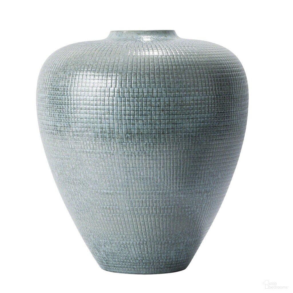 Check Large Bulbous Vase In Silver Blue