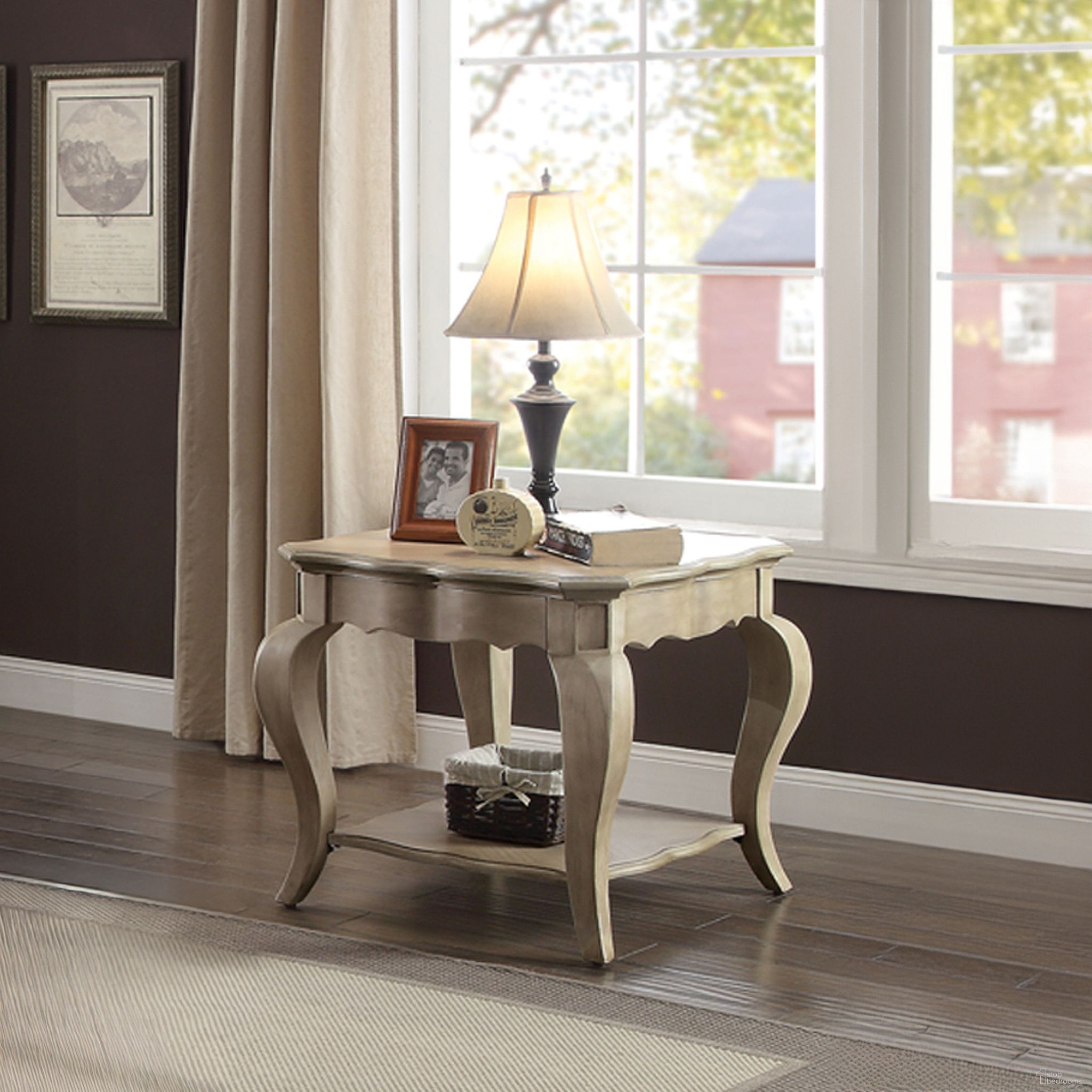 The appearance of Chelmsford Antique Taupe End Table designed by ACME in the modern / contemporary interior design. This gray piece of furniture  was selected by 1StopBedrooms from Chelmsford Collection to add a touch of cosiness and style into your home. Sku: 86052. Material: Wood.