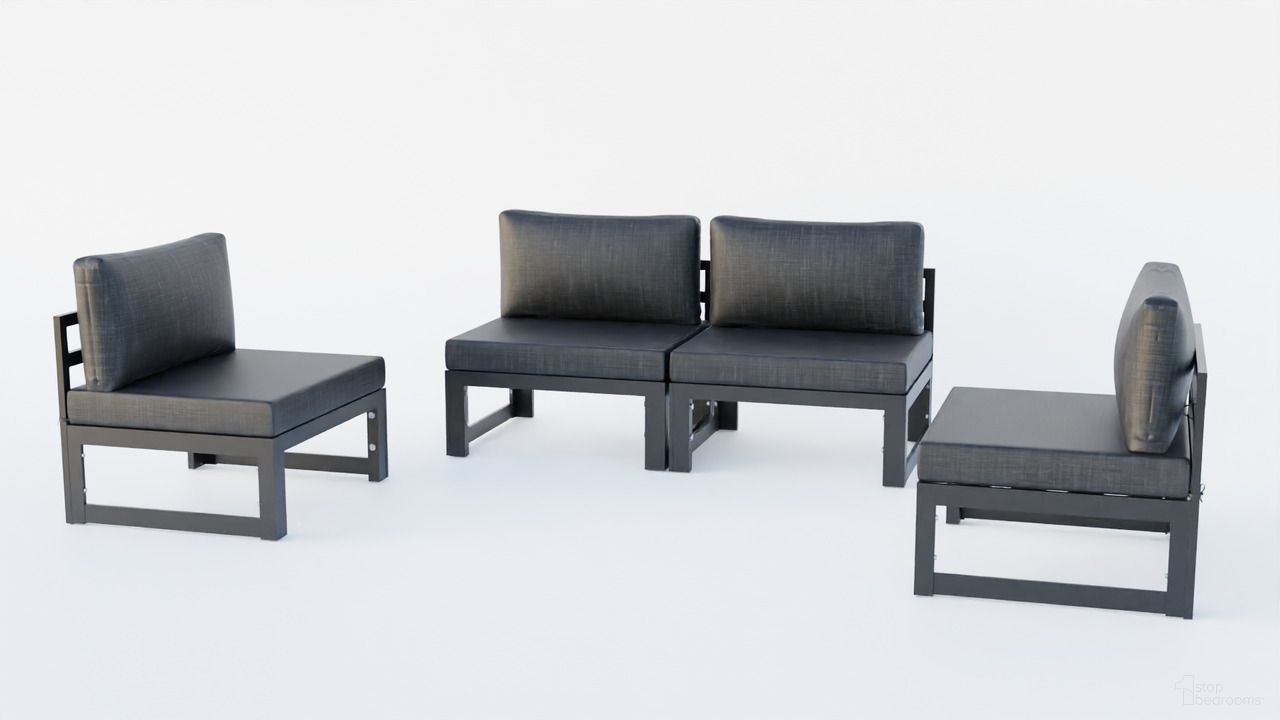 Chelsea 4 Piece Patio Chairs with Cushions In Black