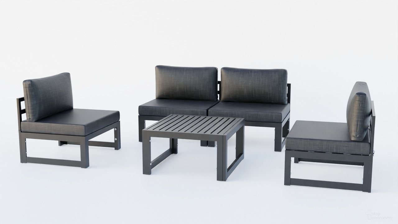 Chelsea 5 Piece Patio Chairs and Coffee Table Set with Cushions In Black