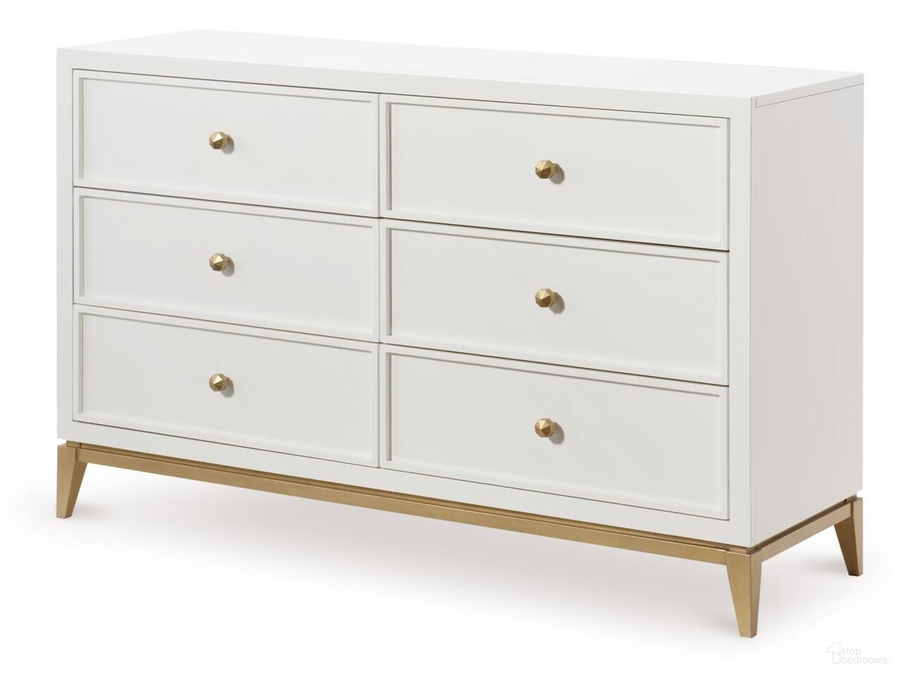 The appearance of Chelsea 6 Drawer Dresser In White and Gold designed by Legacy Classic in the modern / contemporary interior design. This white and gold piece of furniture was selected by 1StopBedrooms from Chelsea Collection to add a touch of cosiness and style into your home. Sku: N7810-1100C. Material: Hardwood.