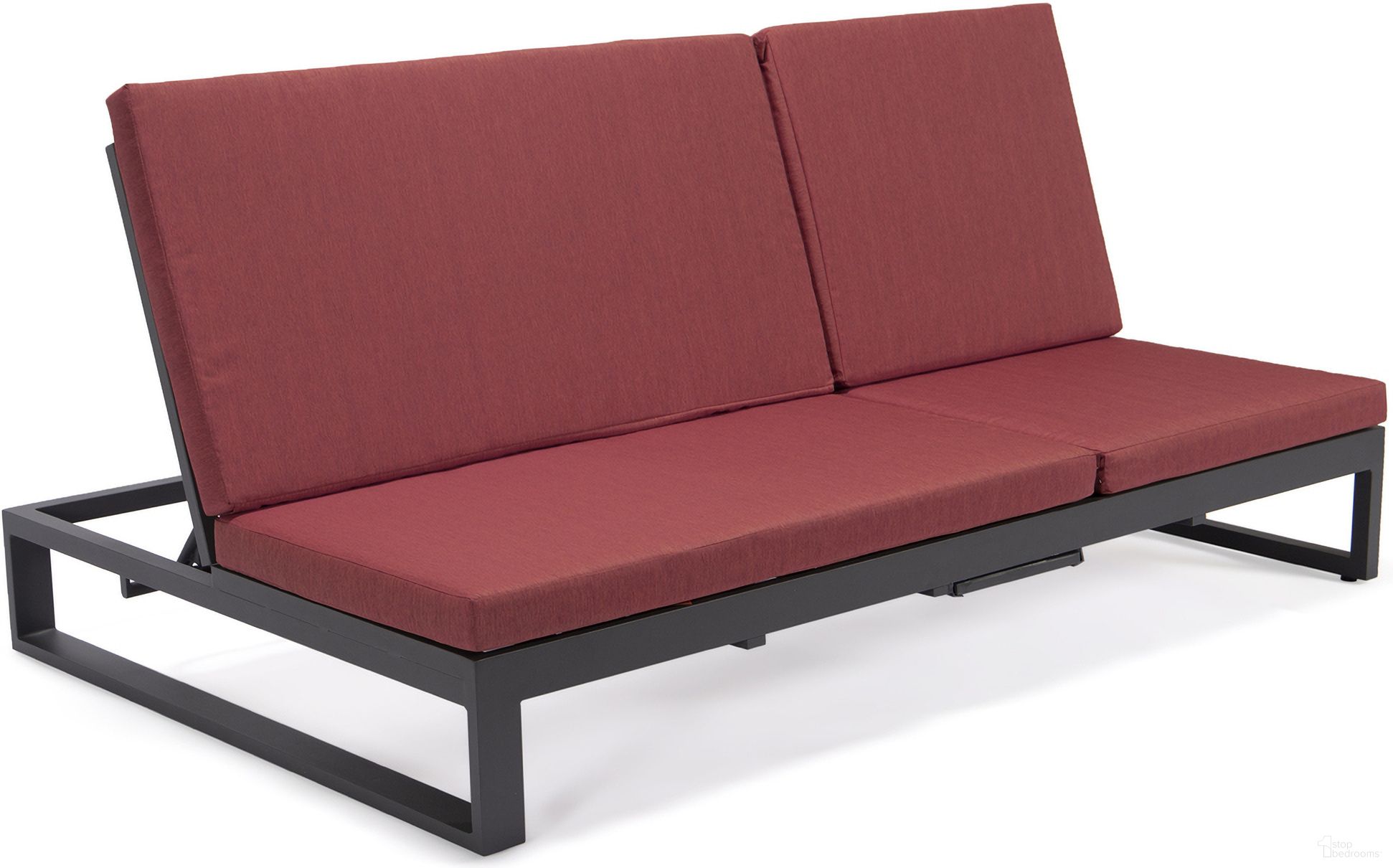 The appearance of Chelsea Convertible Lounge Reclining Double Chaise with Cushions In Red designed by LeisureMod in the modern / contemporary interior design. This red piece of furniture  was selected by 1StopBedrooms from Chelsea Collection to add a touch of cosiness and style into your home. Sku: CLBL-82R. Material: Aluminum.