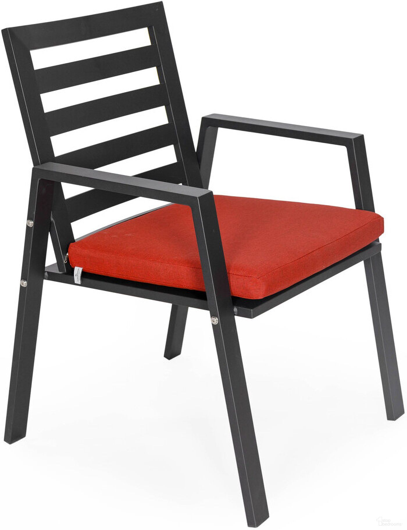 The appearance of Chelsea Patio Dining Armchair with Removable Cushions In Cherry Red designed by LeisureMod in the modern / contemporary interior design. This cherry red piece of furniture was selected by 1StopBedrooms from Chelsea Collection to add a touch of cosiness and style into your home. Sku: CC20BL-CHR. Material: Aluminum.