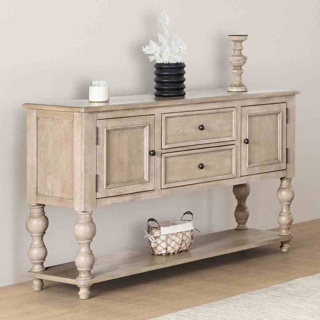 The appearance of Chesapeake Server In Light White Wash designed by Furniture of America in the modern / contemporary interior design. This light white wash piece of furniture  was selected by 1StopBedrooms from Chesapeake Collection to add a touch of cosiness and style into your home. Sku: FM39000AK-SV. Material: Solid Rubberwood.