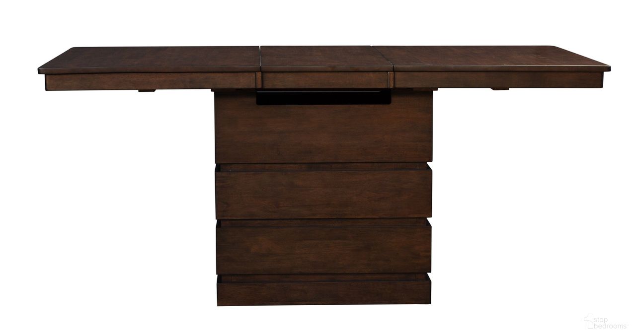 The appearance of Chesney Falcon Brown Butterfly Leaf Storage Dining Table designed by A-America in the modern / contemporary interior design. This brown piece of furniture was selected by 1StopBedrooms from Chesney Collection to add a touch of cosiness and style into your home. Sku: CHSFB630B;CHSFB630T. Table Base Style: Pedestal. Table Top Shape: Rectangular. Material: Rubberwood. Size: 42".