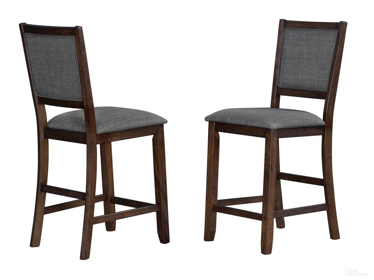 The appearance of Chesney Falcon Gray Upholstered Counter Height Stool Set Of 2 designed by A-America in the modern / contemporary interior design. This brown and gray piece of furniture was selected by 1StopBedrooms from Chesney Collection to add a touch of cosiness and style into your home. Sku: CHSFB3692. Material: Rubberwood.