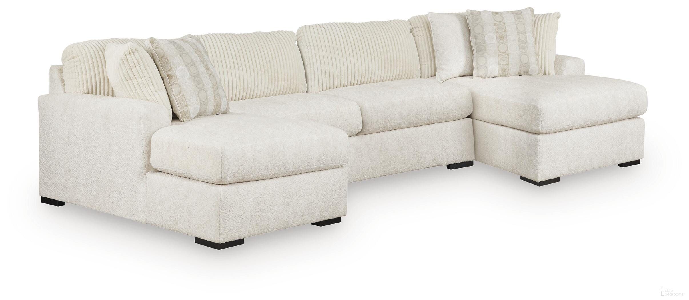 Chessington 3-Piece Sectional with Double Chaise In Ivory