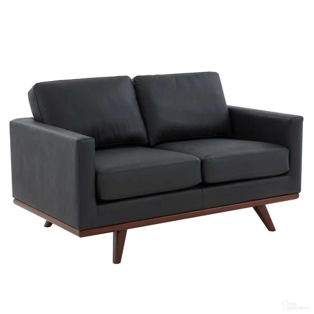 The appearance of Chester Leather Loveseat In Black designed by LeisureMod in the modern / contemporary interior design. This black piece of furniture was selected by 1StopBedrooms from Chester Collection to add a touch of cosiness and style into your home. Sku: CS58BL-L. Material: Leather.