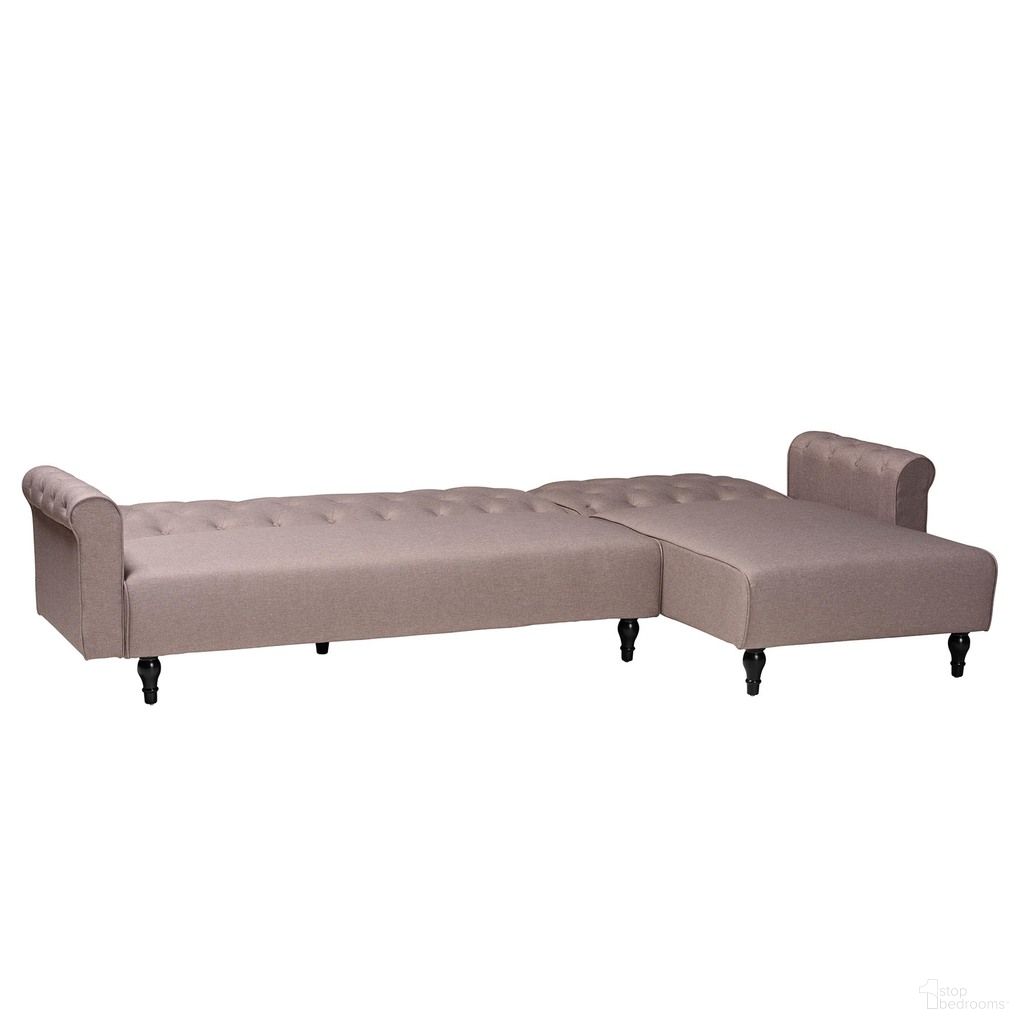 The appearance of Chesterfield Fabric Upholstered Convertible Sleeper Sofa In Clay and Black designed by Baxton Studio in the modern / contemporary interior design. This clay/black piece of furniture was selected by 1StopBedrooms from Chesterfield Collection to add a touch of cosiness and style into your home. Sku: Chesterfield-Clay-RFC. Material: Solid Hardwood.