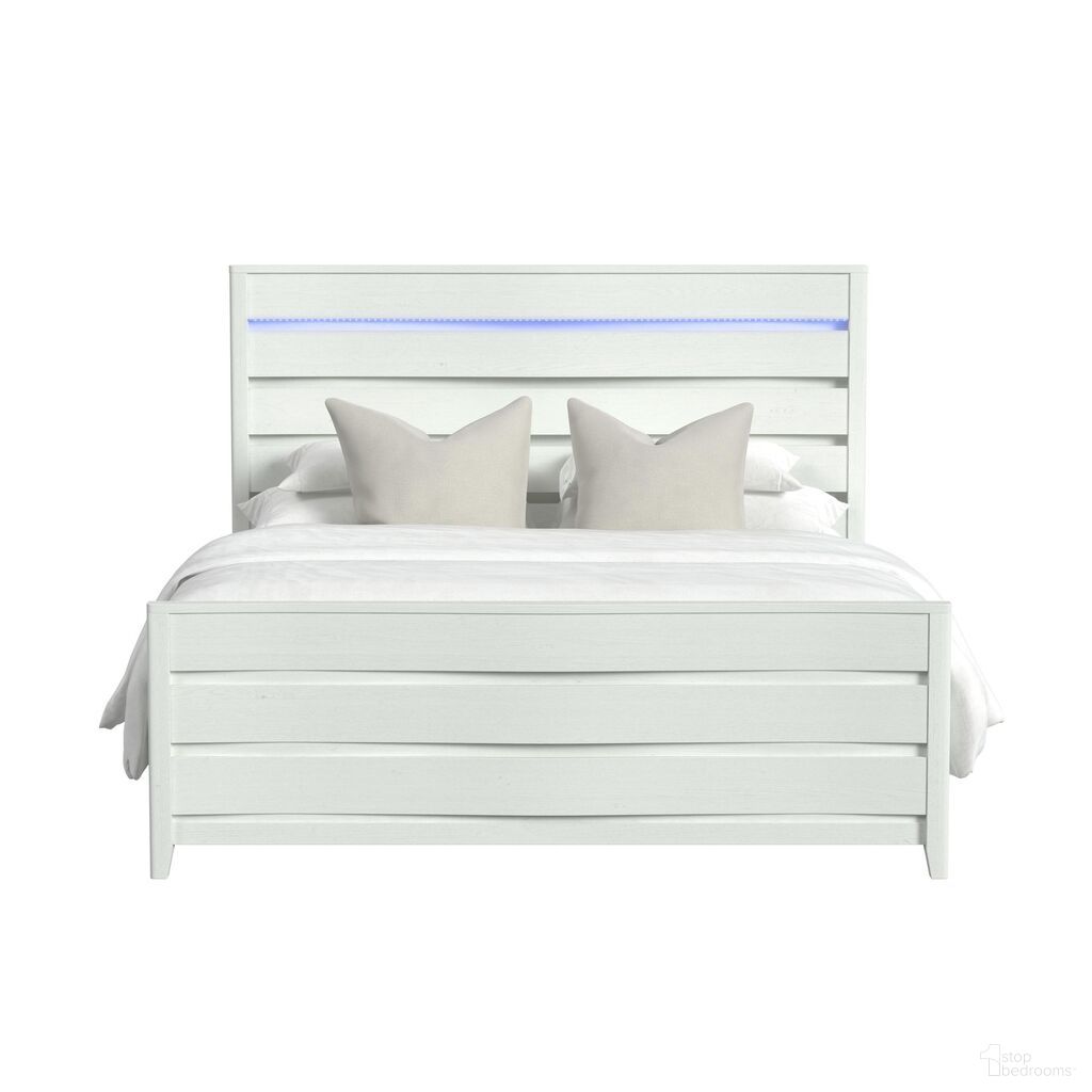 The appearance of Chett King Bed with LED In White designed by Picket House in the modern / contemporary interior design. This white piece of furniture was selected by 1StopBedrooms from Chett Collection to add a touch of cosiness and style into your home. Sku: B-15990-7-KHFL;B-15990-7-QKR. Bed Type: Panel Bed. Bed Size: King. Material: Paper.