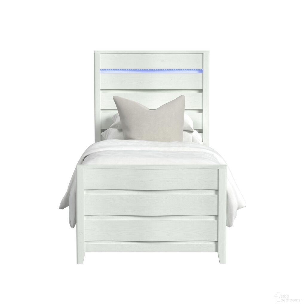 The appearance of Chett Twin Bed with LED In White designed by Picket House in the modern / contemporary interior design. This white piece of furniture was selected by 1StopBedrooms from Chett Collection to add a touch of cosiness and style into your home. Sku: B-15990-7-THFL;B-15990-7-TFR. Bed Type: Panel Bed. Bed Size: Twin. Material: Paper.