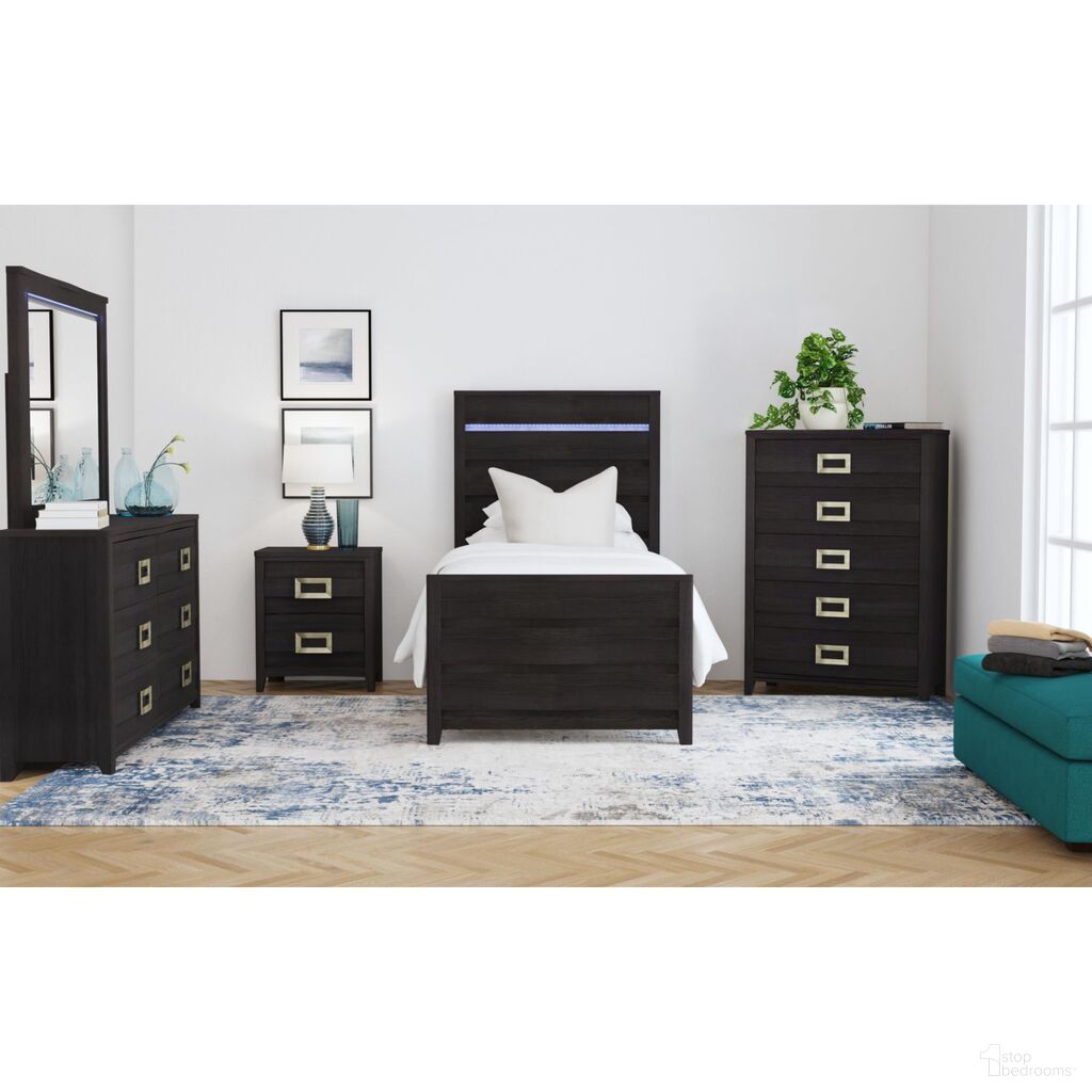 The appearance of Chett Youth Bedroom Set with LED In Black designed by Picket House in the modern / contemporary interior design. This black piece of furniture was selected by 1StopBedrooms from Chett Collection to add a touch of cosiness and style into your home. Sku: B-15990-8-THFL;B-15990-8-TFR;B-15990-8-NS. Bed Size: Full. Material: Paper.