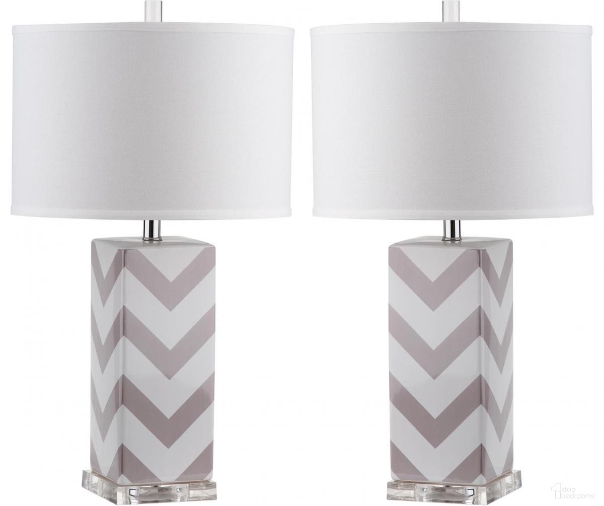 Chevron 27-Inch H Stripe Table Lamp in Grey Set of 2