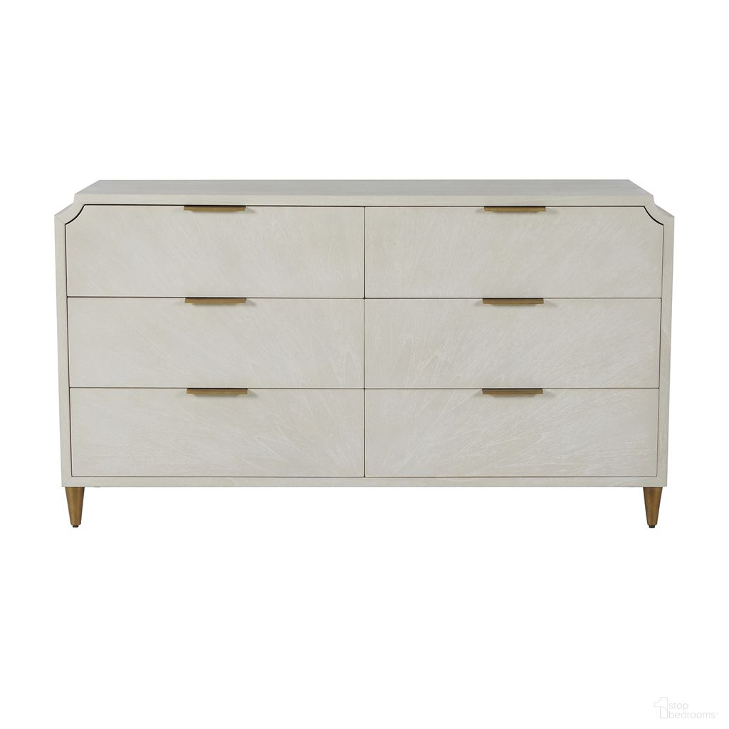 Chiri Chest In Cerused White and Stained Gold