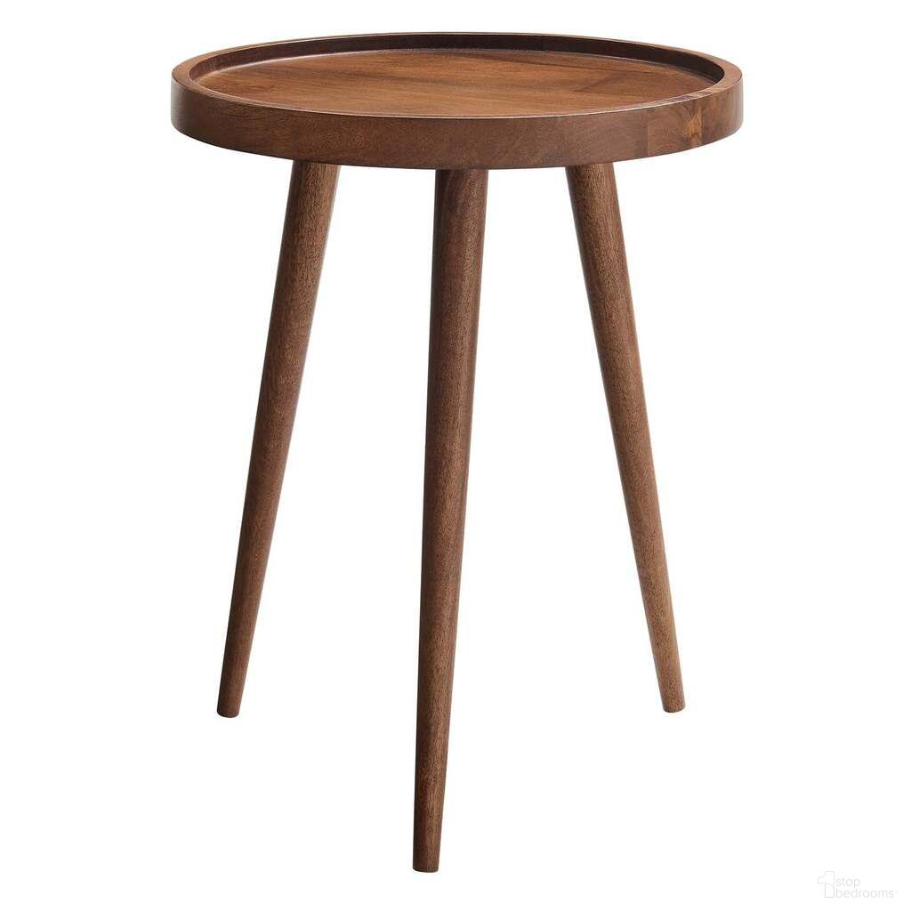 The appearance of Chiro Wood Round Side Table In Walnut designed by Modway in the transitional interior design. This walnut piece of furniture  was selected by 1StopBedrooms from Chiro Collection to add a touch of cosiness and style into your home. Sku: EEI-6830-WAL. Material: Wood.
