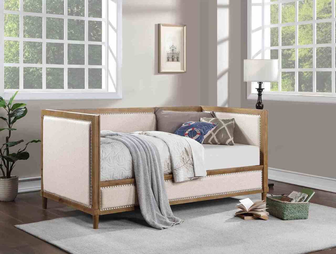 The appearance of Chiron Twin Daybed In Beige and Light Oak designed by Furniture of America in the transitional interior design. This beige and light oak piece of furniture was selected by 1StopBedrooms from Chiron Collection to add a touch of cosiness and style into your home. Sku: CM1750BG-1;CM1750BG-2. Bed Type: Daybed. Material: Fabric. Bed Size: Twin.
